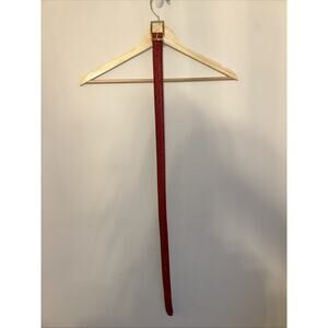 WCM New York Italian Calfskin Leather Belt Red Gold Buckle Medium Vintage M